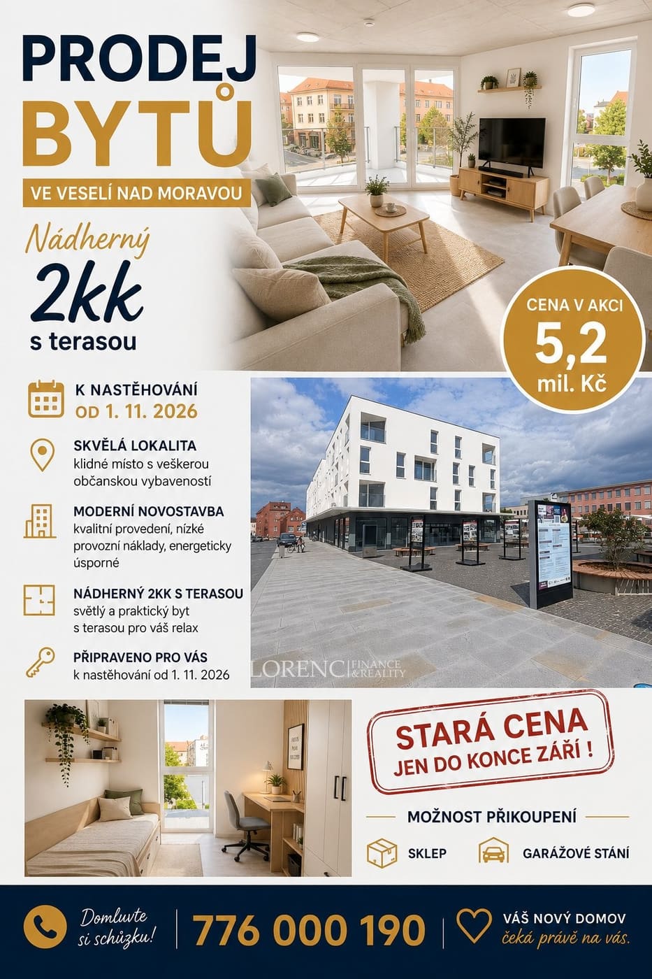 NOVÝ BYT 2+KK V SAMÉM CENTRU VESELÍ NAD MORAVOU | NÁMĚSTÍ MÍRU